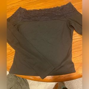lace off the shoulder long sleeve